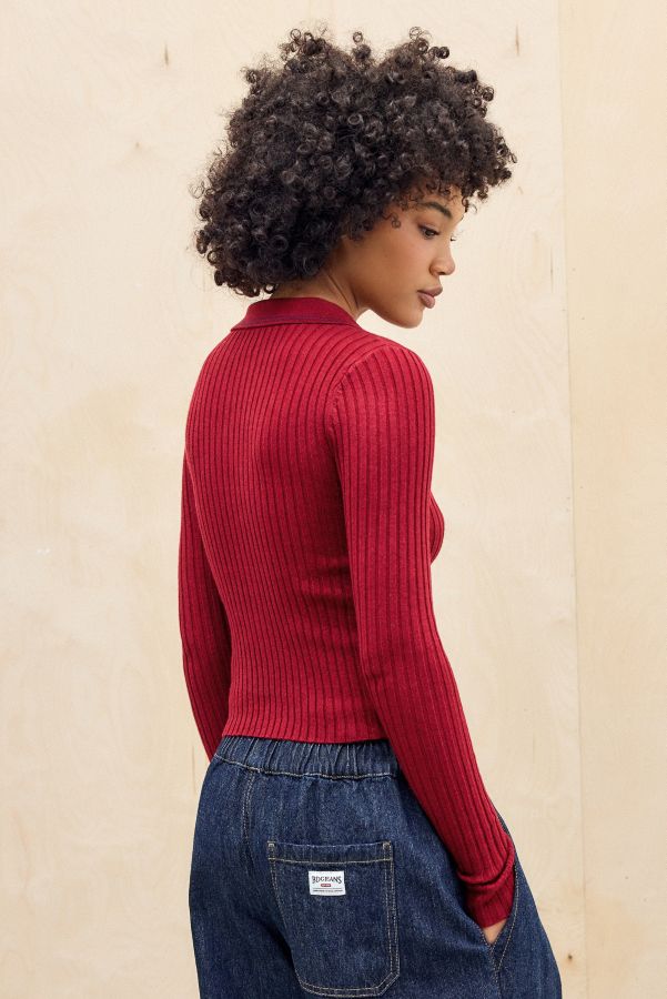 Slide View: 4: BDG Denver Ribbed Knit Polo Top