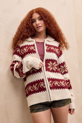 BDG Fairisle-Muster Bomberjacke Strickjacke