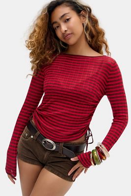 UO Drawstring Side Sheer Top