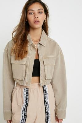 womens cropped utility jacket