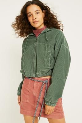 uo corduroy hooded cropped jacket