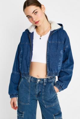 cropped hooded bomber jacket