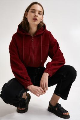 uo corduroy hooded cropped jacket