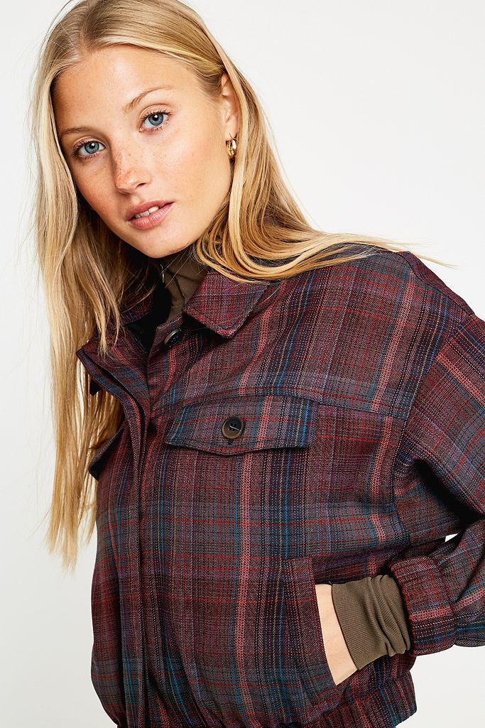 UO Blurred Check Harrington Jacket | Urban Outfitters UK