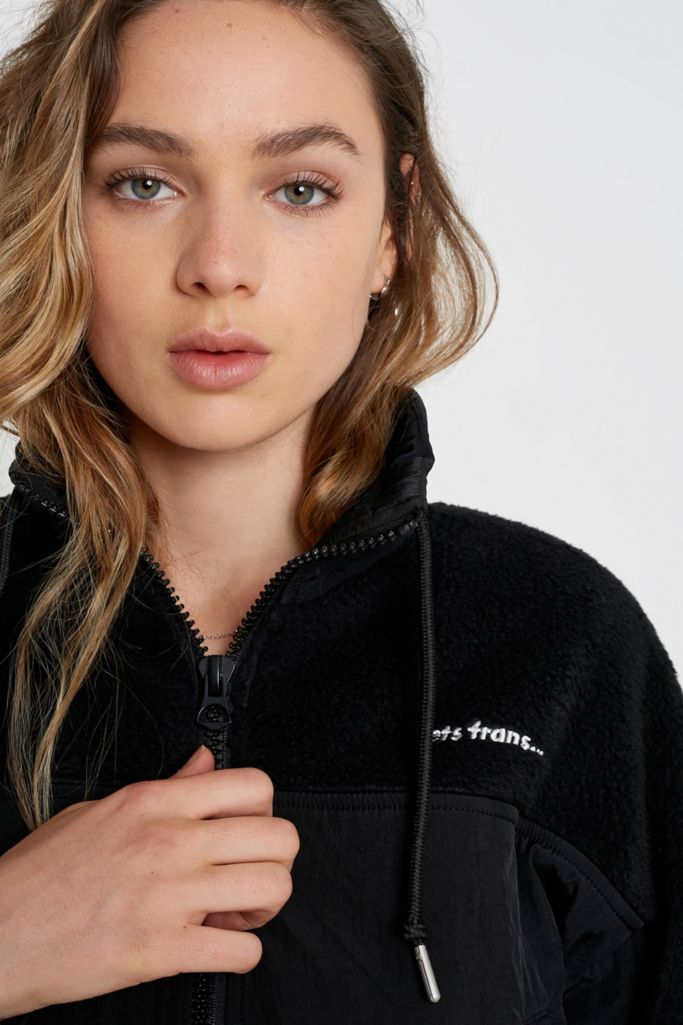 iets frans... Fleece & Nylon Black Jacket | Urban Outfitters UK