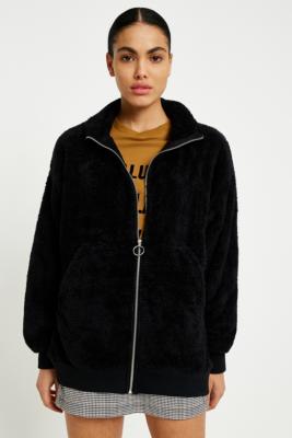 black zip up fleece jacket