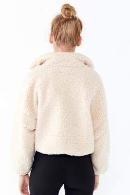 uo willow fuzzy drawstring teddy jacket