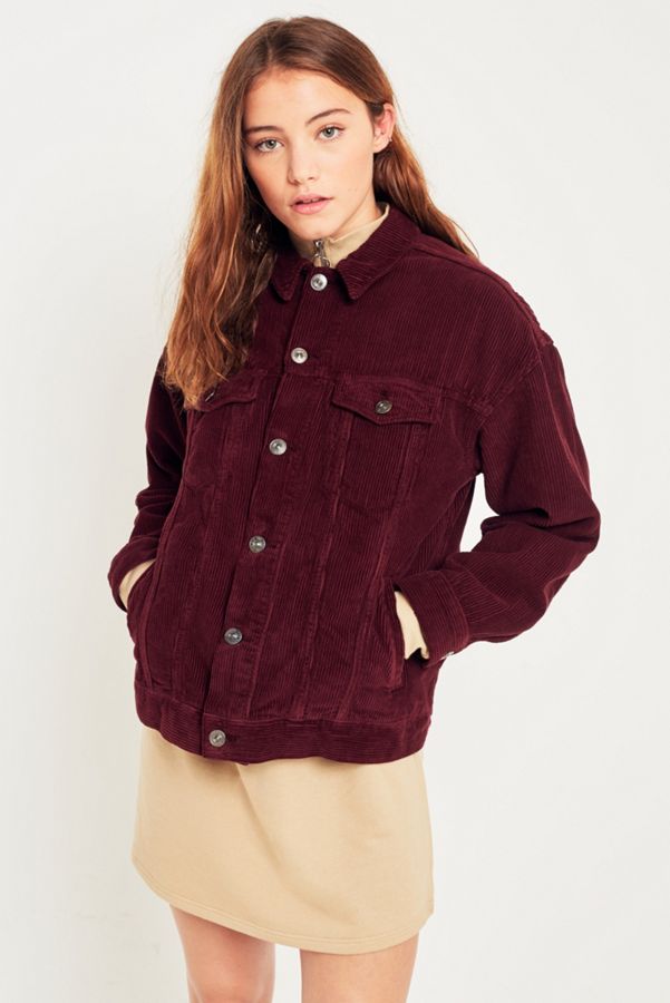 BDG Burgundy Corduroy Trucker Jacket Urban Outfitters UK