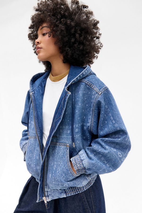 Slide View: 1: BGD Daria Bandana Print Denim Jacket