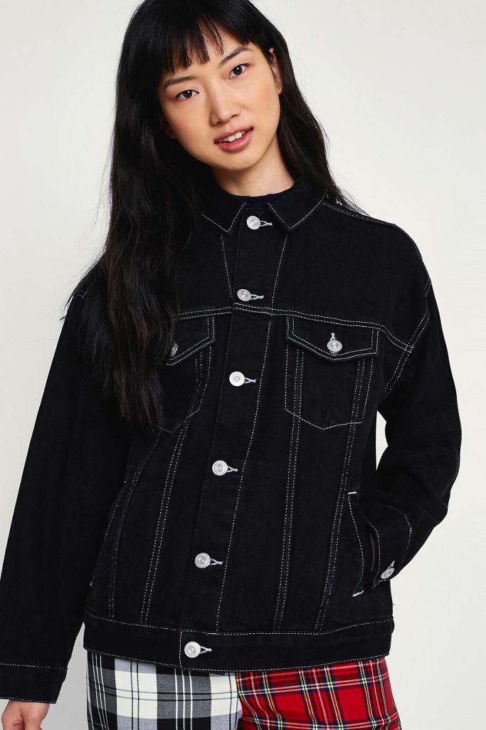 BDG Black Contrast Stitched Denim Jacket | Urban Outfitters UK