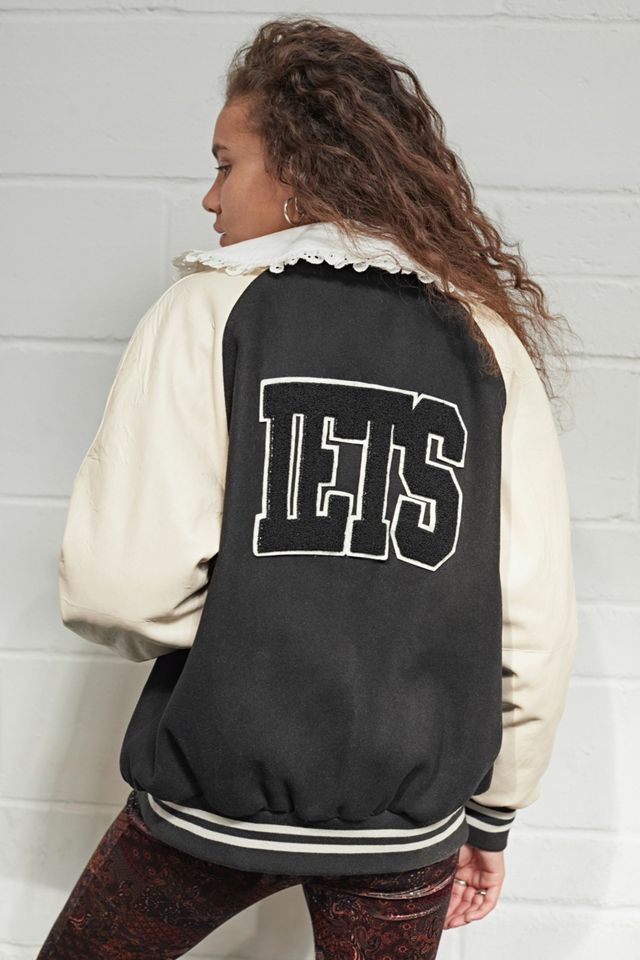 iets frans... Faux Leather Varsity Jacket Urban Outfitters UK