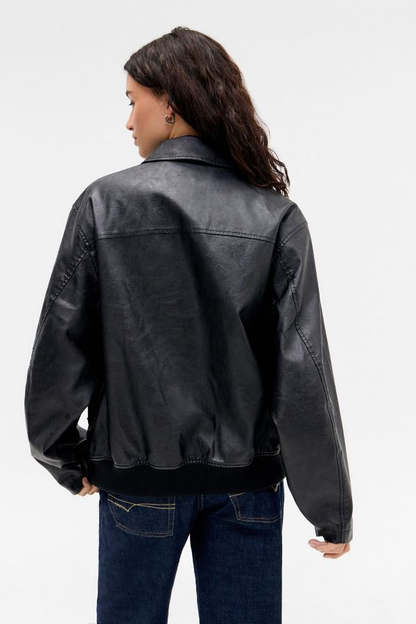 Slide View: 4: BDG Fran Faux Leather Bomber Jacket