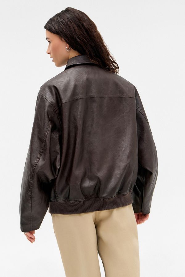 Slide View: 5: BDG Fran Faux Leather Bomber Jacket