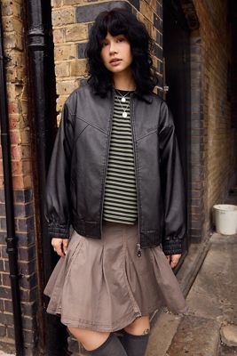 BDG Frankie Faux Leather Bomber Jacket