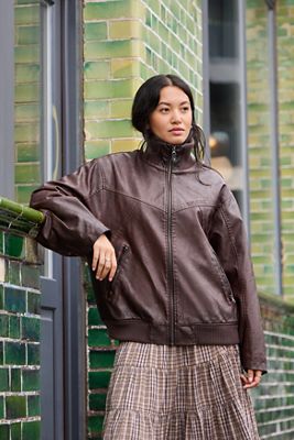 Veste bomber matelassée en simili cuir BDG Frances