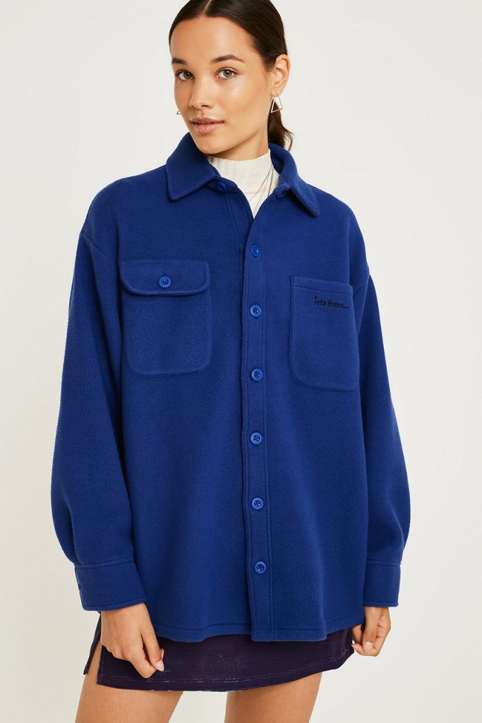 iets frans... Longline Fleece Button-Through Shirt | Urban Outfitters UK