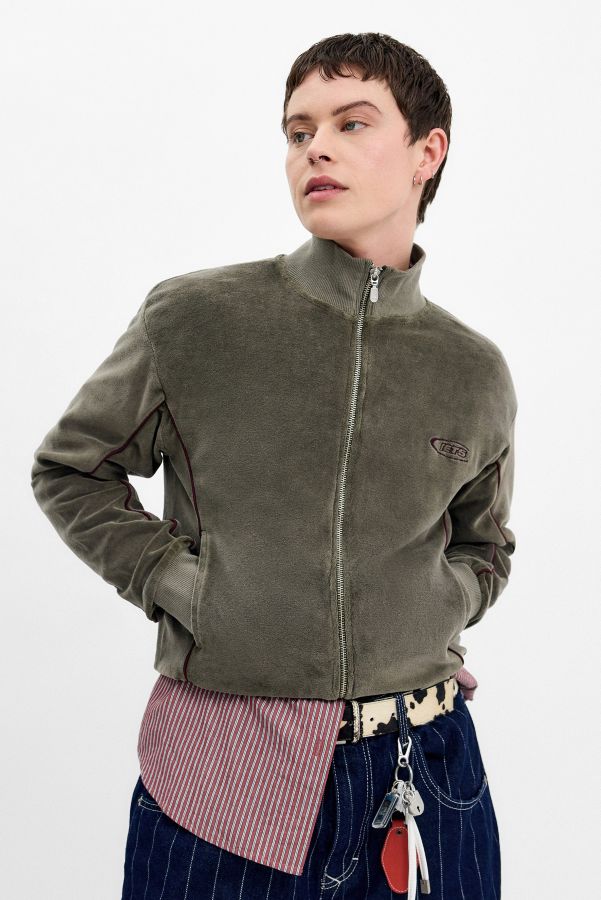 Vista de diapositivas: 5: iets frans... Khaki Harri Piped Velour Track Top