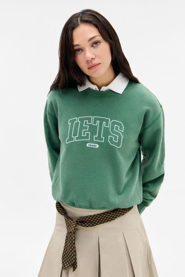 Vista de diapositivas: 1: iets frans... Sudadera Verde Encogida con Apliques