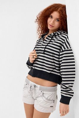 BDG Leichter Gestreifter Kurzer Kapuzenpullover