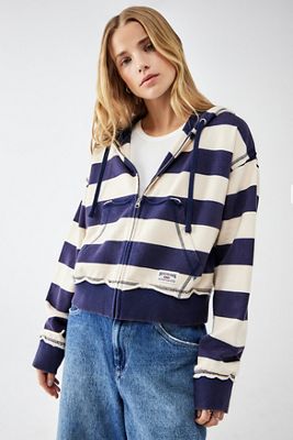 BDG - Sweat à capuche zippé à rayures