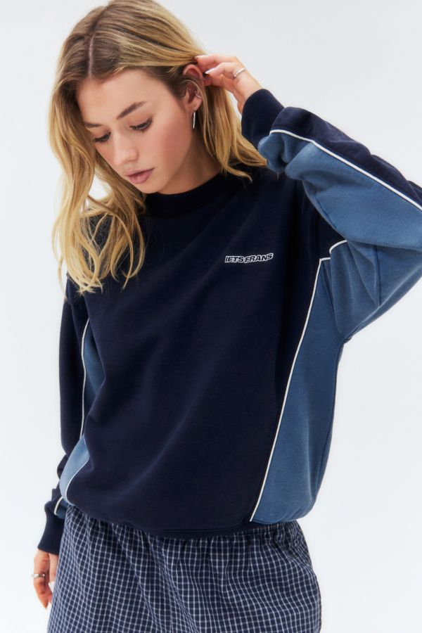 Slide View: 1: iets frans... Marineblau Sweatshirt mit Paspeln