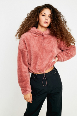 teddy crop hoodie