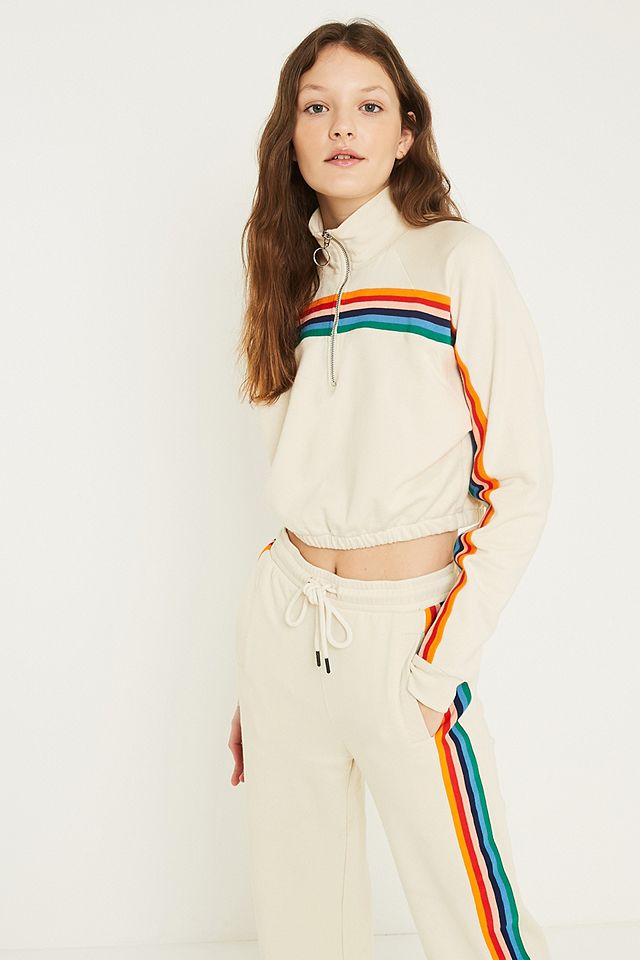 UO Rainbow Striped Funnel Neck Track Top | Urban Outfitters UK