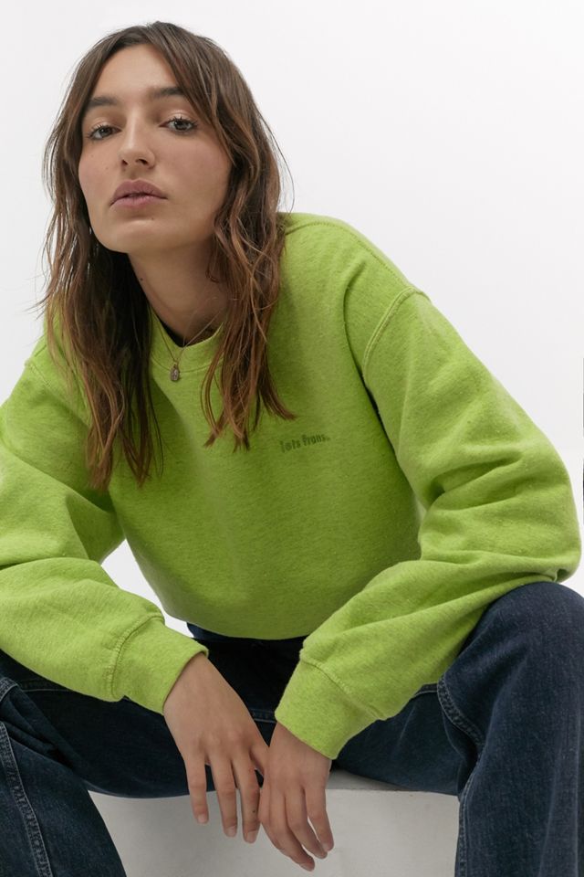 iets frans... Bubble Hem Crew Neck Chartreuse Sweatshirt | Urban