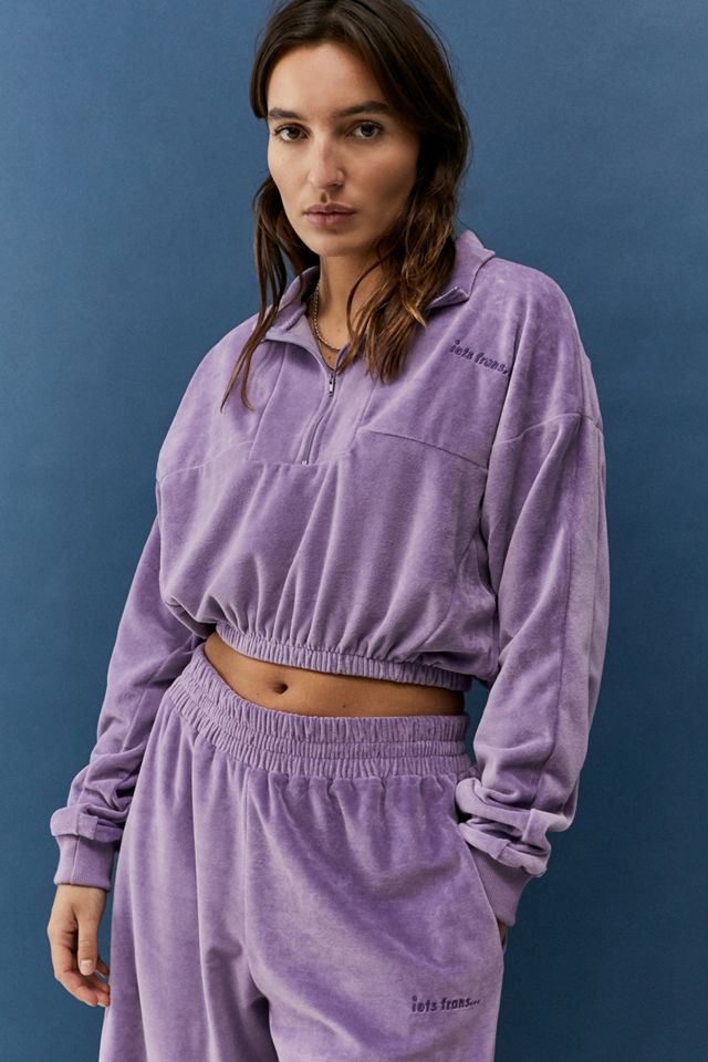iets frans... Velour Cropped Track Top | Urban Outfitters UK