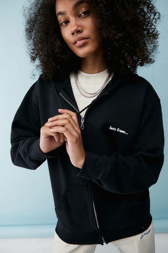 iets frans... – Unisex Hoodie in Schwarz mit durchgehendem