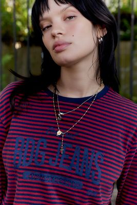 BDG Red Striped Relaxed Long Sleeve T-Shirt