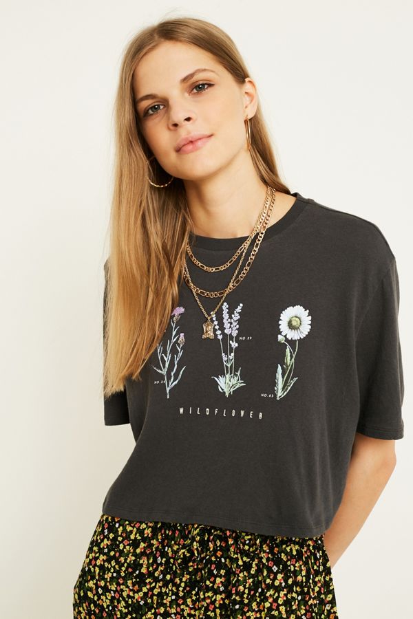 UO Wildflower Embroidered Crop TShirt Urban Outfitters UK