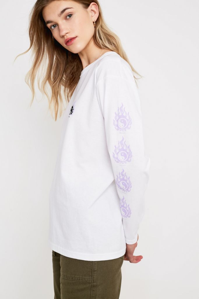 UO Obscura White Long-Sleeve Skate T-Shirt | Urban Outfitters UK