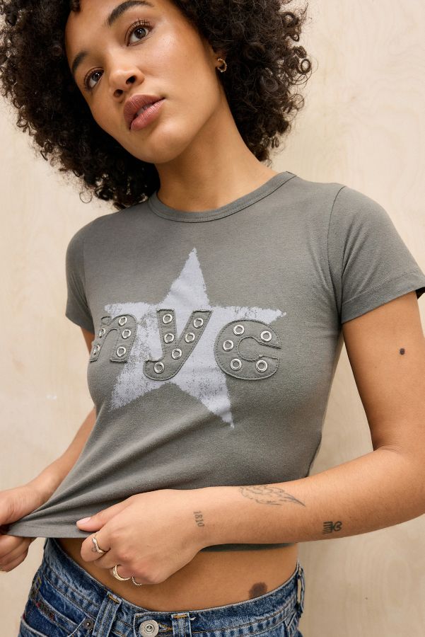 Slide View: 1: UO NYC Star Eyelet Baby T-Shirt