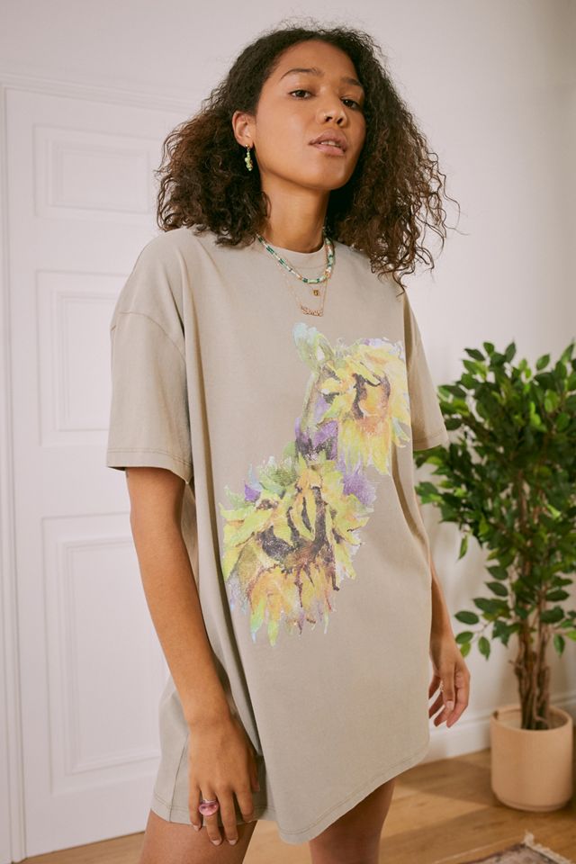 UO Sunflower Print Dad TShirt Dress Urban Outfitters UK