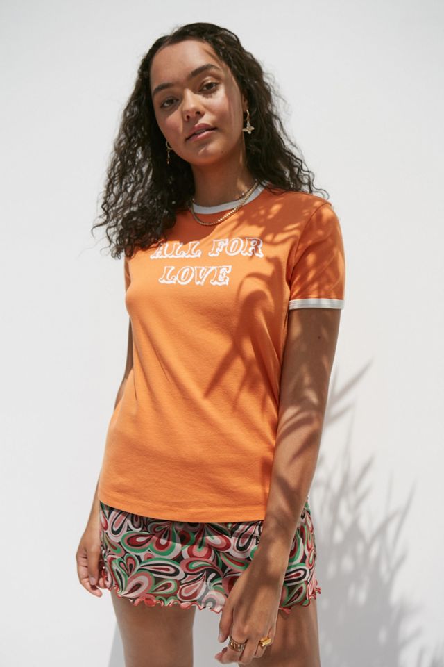 UO Orange All For Love Ringer Boyfriend TShirt Urban Outfitters UK