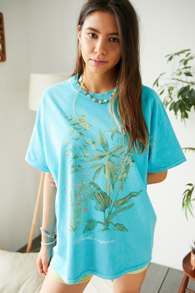 UO Turquoise Botanics Dad T-Shirt | Urban Outfitters UK