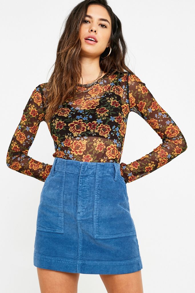 BDG Blue Corduroy Carpenter Skirt Urban Outfitters DE