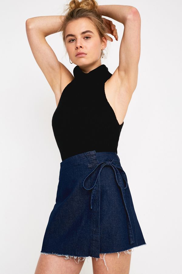 BDG Raw Edge Denim Wrap Skirt Urban Outfitters UK