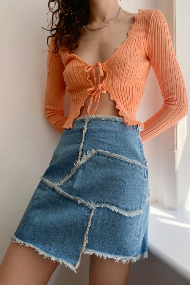 Uo Denim Patchwork Pelmet Mini Skirt Urban Outfitters Uk