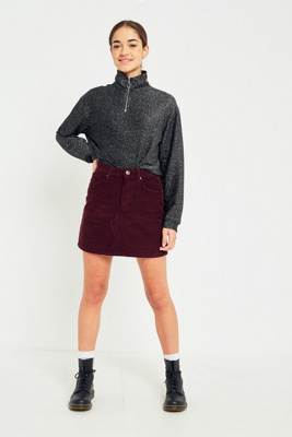 burgundy corduroy skirt