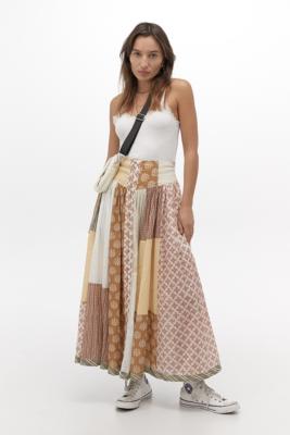 button through maxi skirt