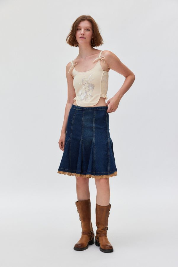 Slide View: 3: Kimchi Blue Tamara Spitze Denim Midi Rock