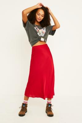 urban outfitters black satin skirt