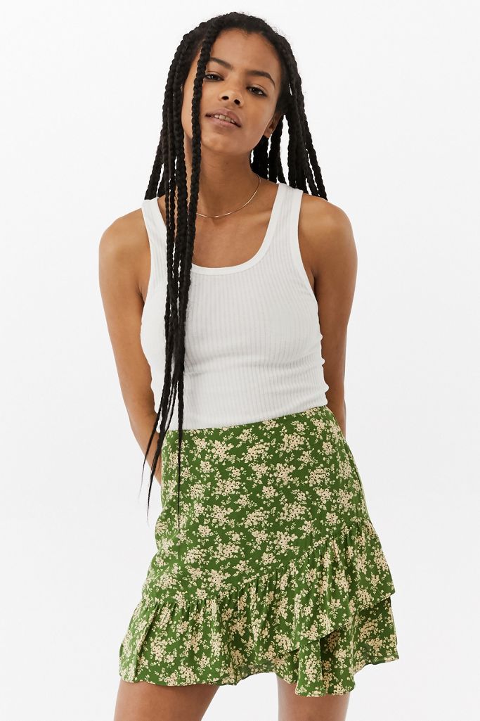 UO Ditsy Floral Ruffle Mini Skirt Urban Outfitters UK