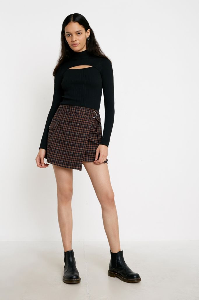 UO Plaid Check Utility Wrap Mini Skirt | Urban Outfitters UK