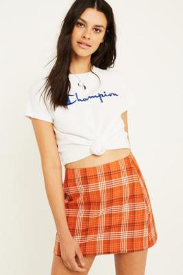 orange plaid skirt urban outfitters