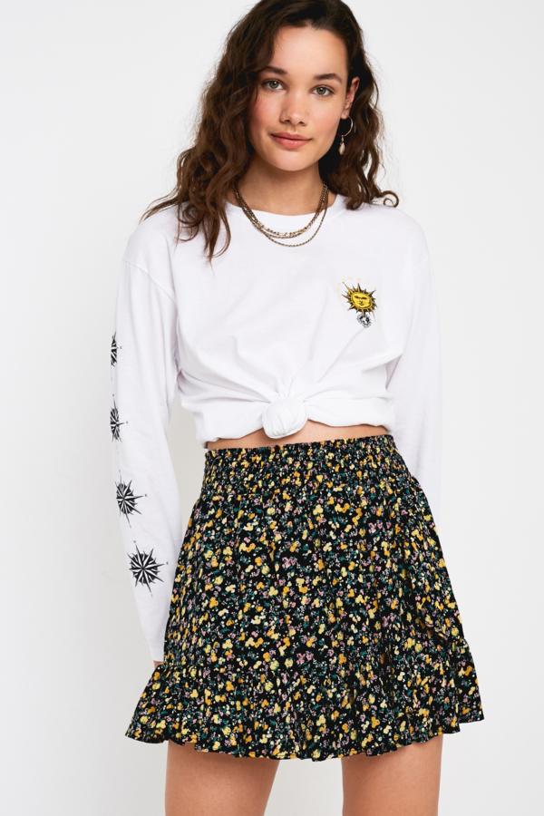 UO Floral Print Rara Ruffle Skirt | Urban Outfitters UK