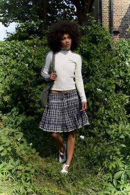 UO Ava Check Midi Skirt