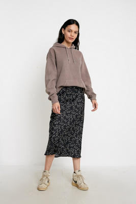 uo rowan satin slip skirt